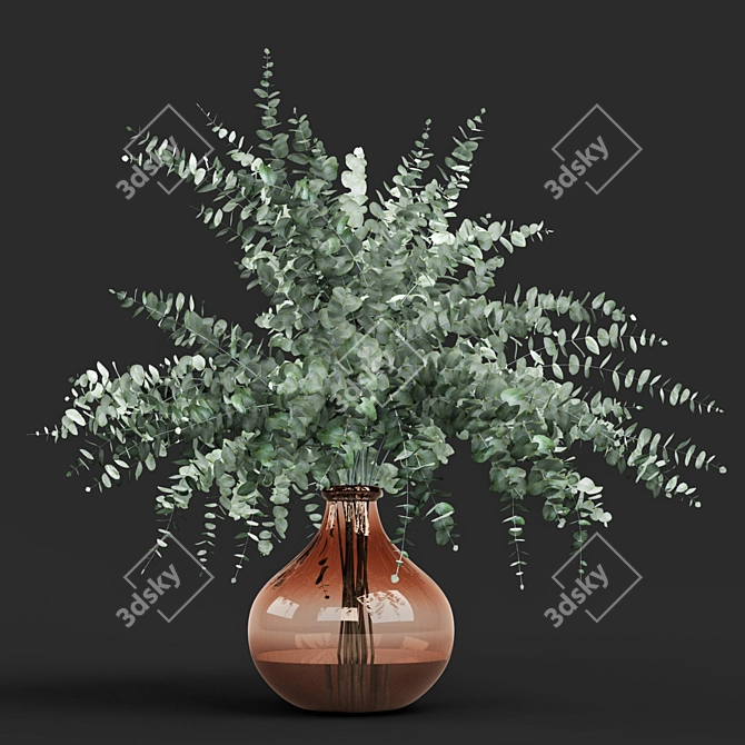 Elegant Eucalyptus Vase 3D model image 1