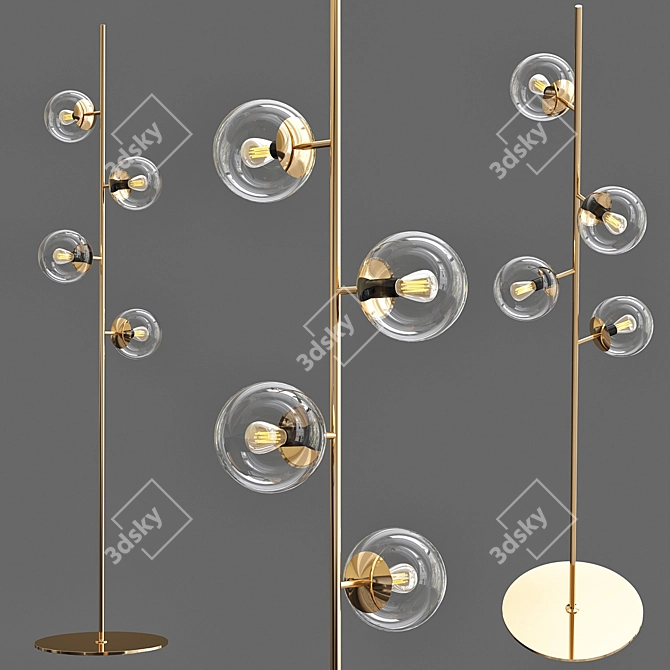 Orb Floor Lamp: Modern Elegance in Glossy Gold 3D model image 3
