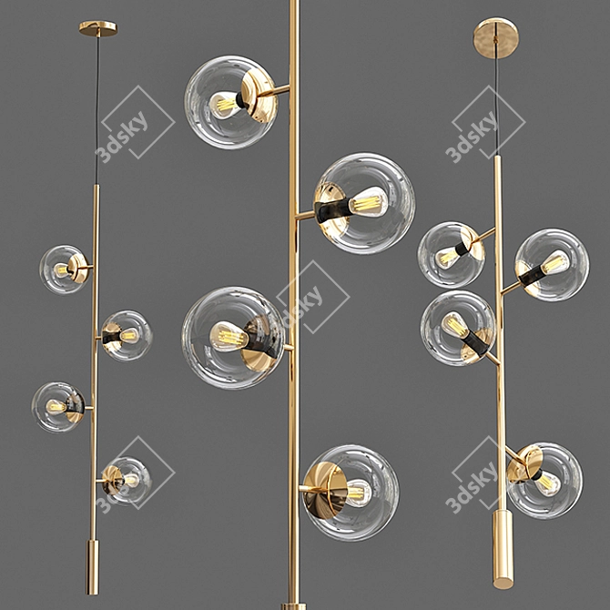 Title: Gleaming Gold Orb Lounge Pendant - Modern Chandelier 3D model image 1
