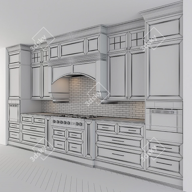 Elegant Dark Kitchen Set 3D model image 2