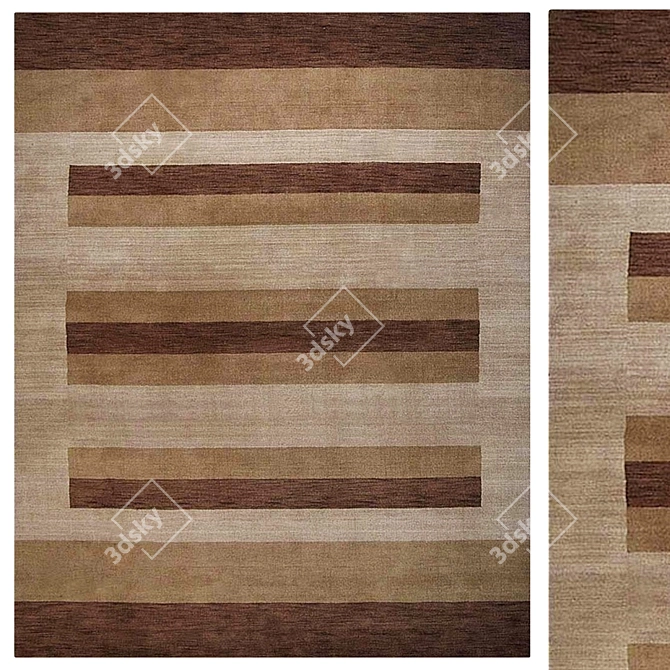 Authentic Indian Gabbeh Striped Carpet 3D model image 1