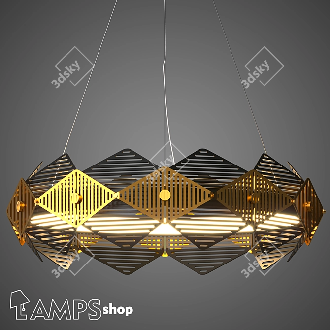 Rhomb Tissue Chandelier: Elegant and Extraordinary 3D model image 1