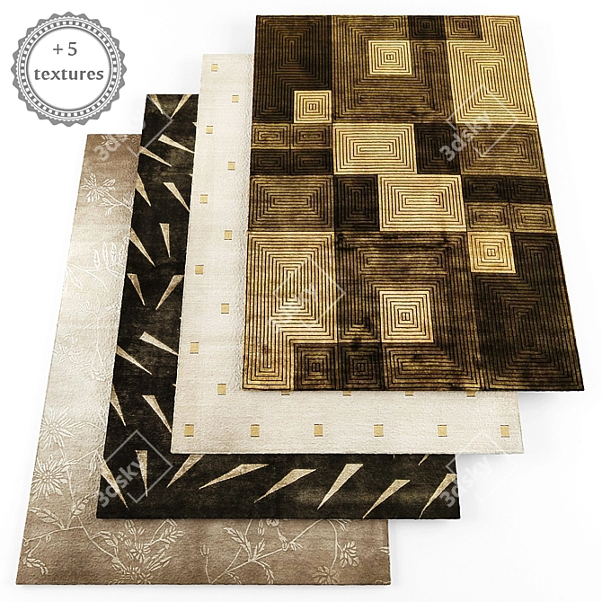 Modern Style Rugs Set with Bonus Textures 3D model image 1