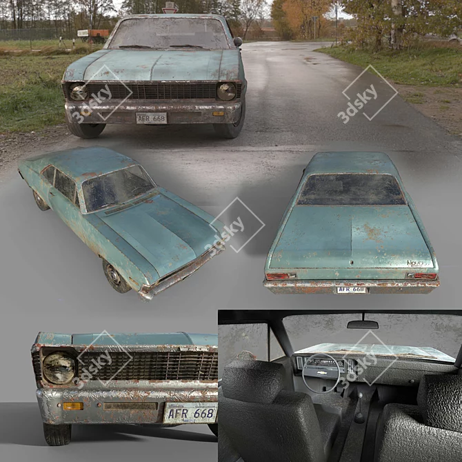 Chevrolet Nova '69: Realistic Low Poly 3D model image 2