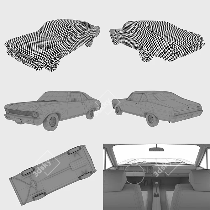 Chevrolet Nova '69: Realistic Low Poly 3D model image 3