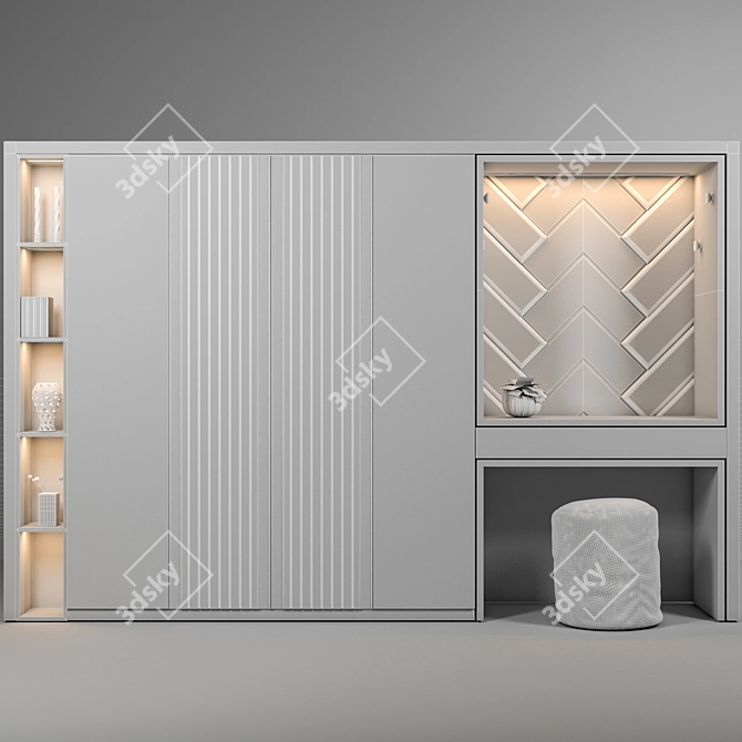 Sleek Wardrobe: 360x230cm | 3Dmax, OBJ, FBX | Texture Included 3D model image 3