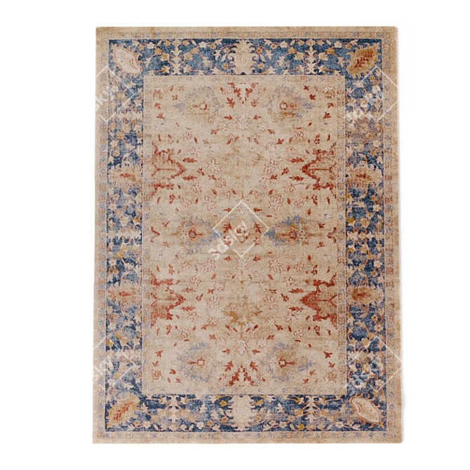 Trinity Sand Blue Rug: Modern Elegance 3D model image 3