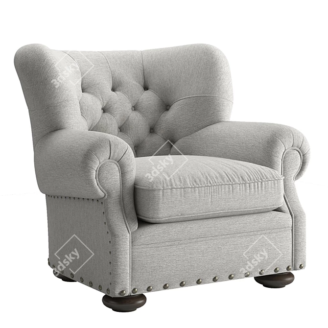 Elegant Churchill Chair with Nail Heads 3D model image 1