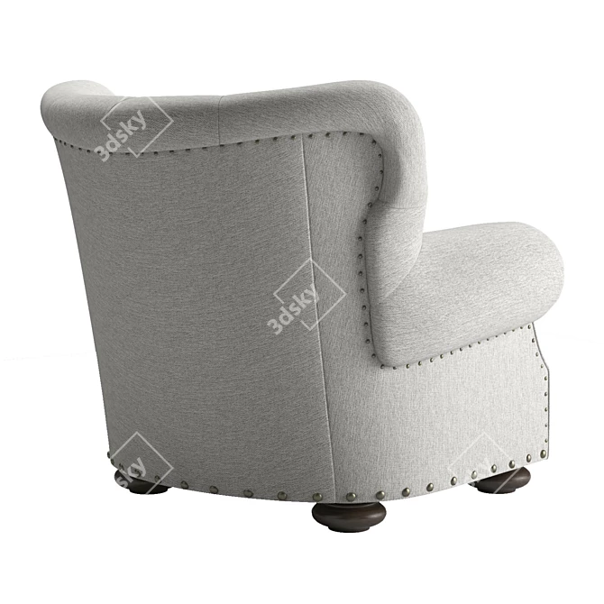 Elegant Churchill Chair with Nail Heads 3D model image 2