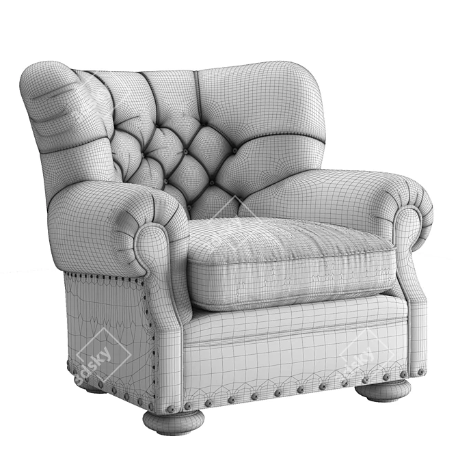 Elegant Churchill Chair with Nail Heads 3D model image 3