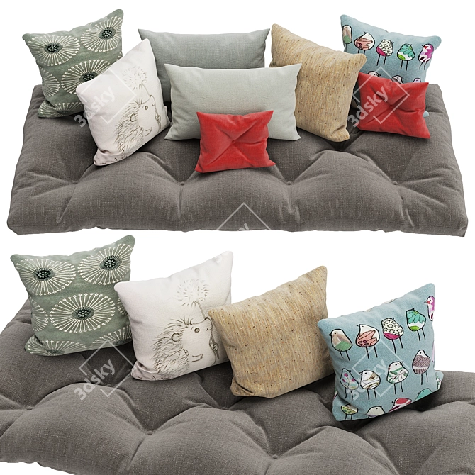 Elegant Cushions Bundle 4 3D model image 1