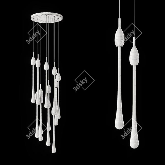 Elegant Golden Drop Pendant Lamp 3D model image 2