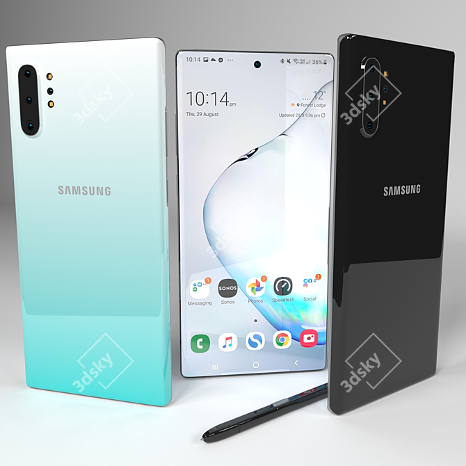 Samsung Galaxy Note 10+: High-Poly Model 3D model image 1