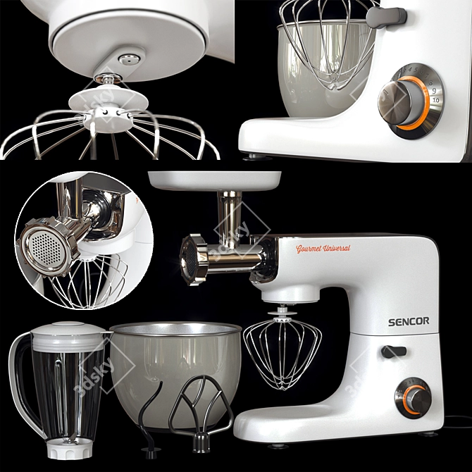 Sencor 5.8qt Stand Mixer: White Excellence 3D model image 1