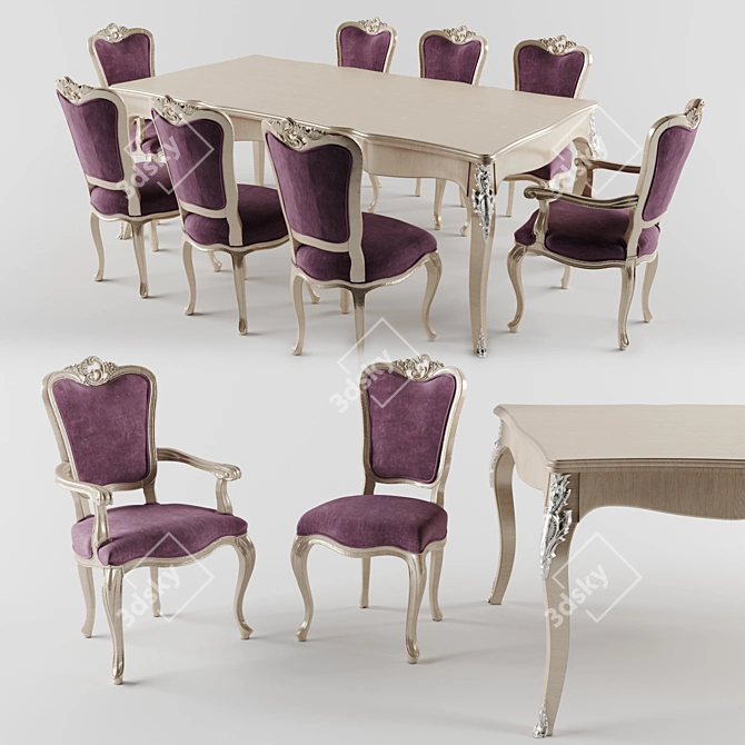 Modern Dining Set - Table + Chairs 3D model image 1