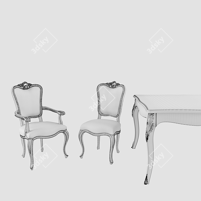 Modern Dining Set - Table + Chairs 3D model image 2
