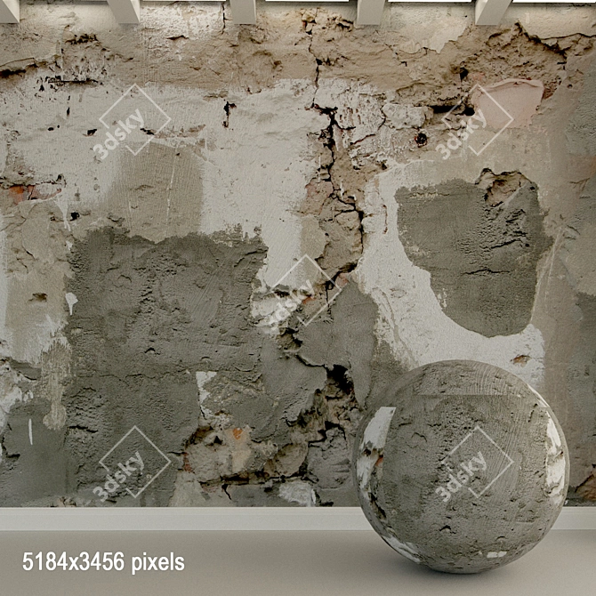 Aged Concrete Wall Texture 3D model image 1