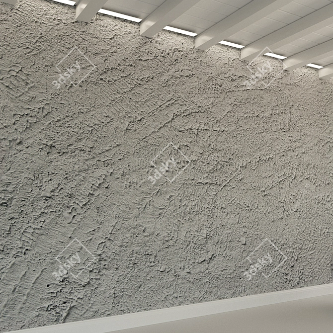 Authentic Aged Concrete Wall 3D model image 2