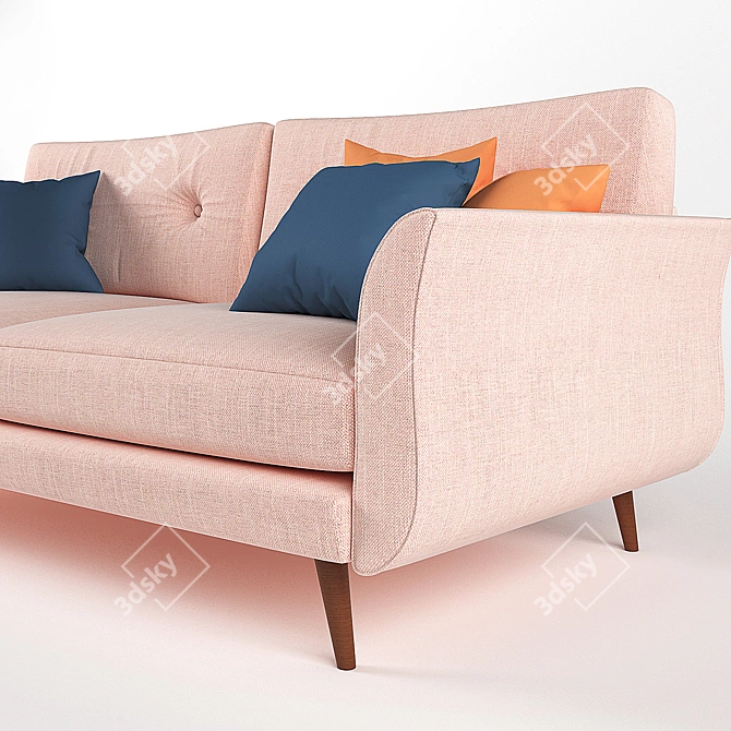 Scandinavian Style 3-Seater Pink Sofa 3D model image 2