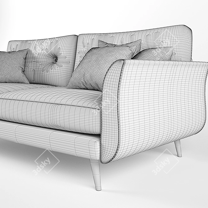 Scandinavian Style 3-Seater Pink Sofa 3D model image 3