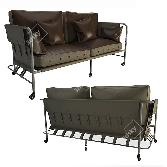 Darwin Military Sofa: Retro Style with a Militaristic Twist 3D model image 1