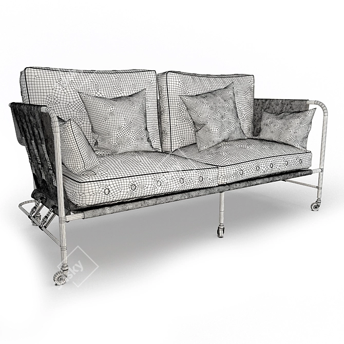 Darwin Military Sofa: Retro Style with a Militaristic Twist 3D model image 2