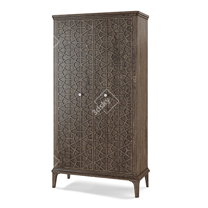 Theodore Alexander Jeoffroi Bar Cabinet: Stylish 20th Century European Oak Design 3D model image 1