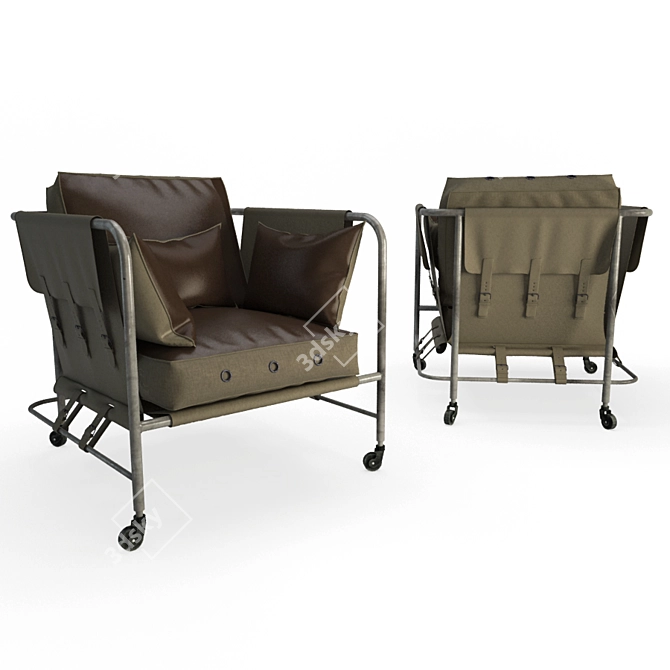 Darwin Vintage Military Armchair 3D model image 1