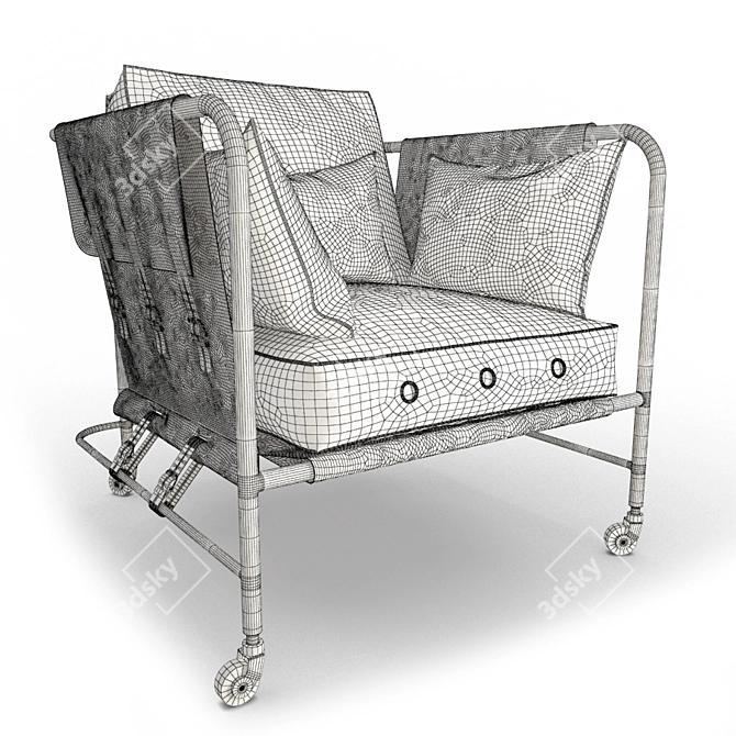 Darwin Vintage Military Armchair 3D model image 2