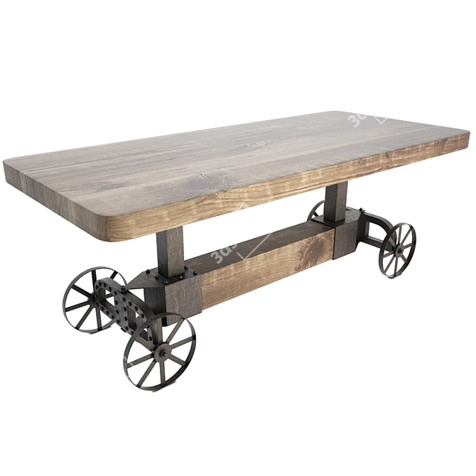 Industrial Vintage Trolley Coffee Table 3D model image 1