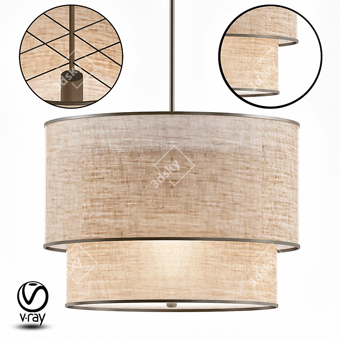 RH 2 Tier Round Linen Shade 3D model image 1