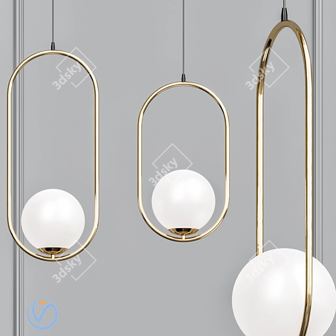 Sleek and Modern Pendant Light 3D model image 1