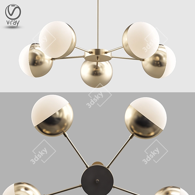 Copper Glow 5-Light Chandelier 3D model image 1