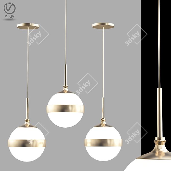 Elegant Gold Pendant Light 3D model image 1