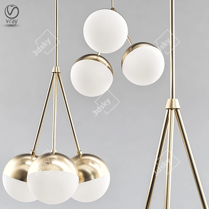 Copper Glow Trio Chandelier 3D model image 1