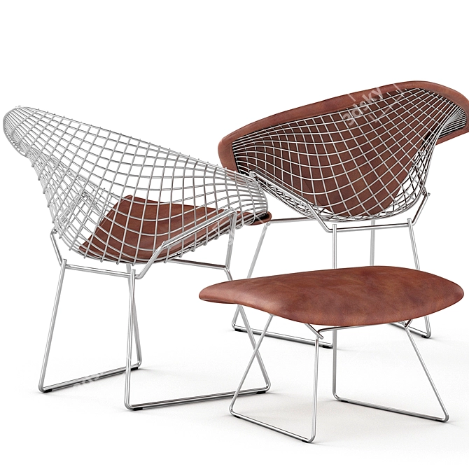 Elegant Bertoia Diamond Seat 3D model image 2