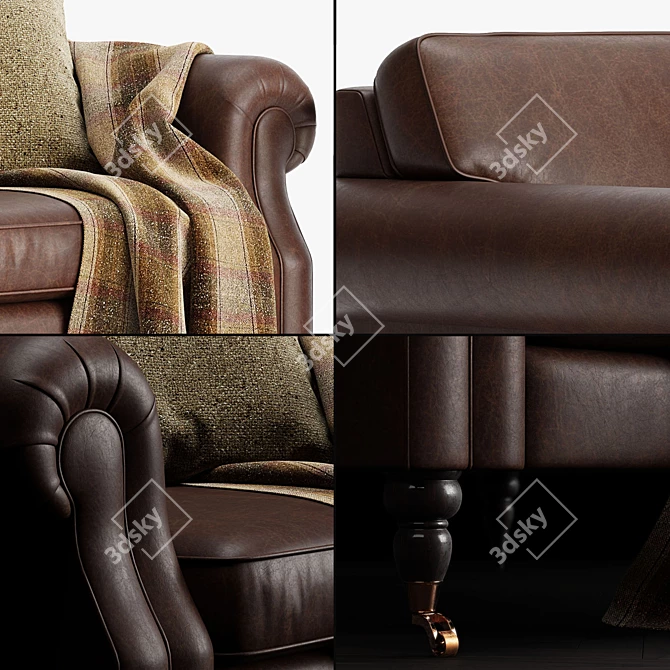 Elegant Leather Chair Set 3D model image 2