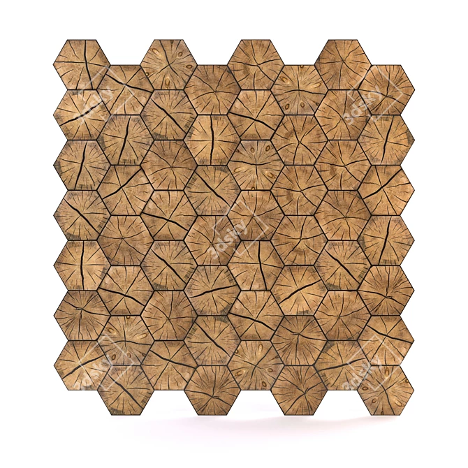 Natural Wood Slab Wall Panels 3D model image 2