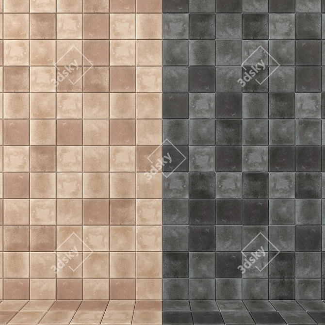 Heritage Play Wall Tiles - HD Multi-texture, Clay + Dark + Grey + Pearl 3D model image 2