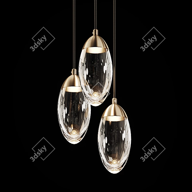 Brass Glass LED Pendant Light 3D model image 1