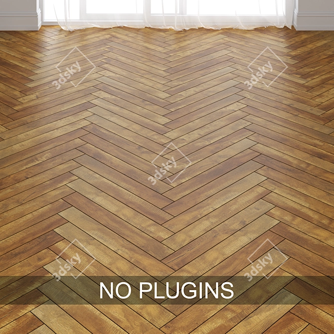 Antique Pine Parquet Tiles, 3 Layouts 3D model image 2