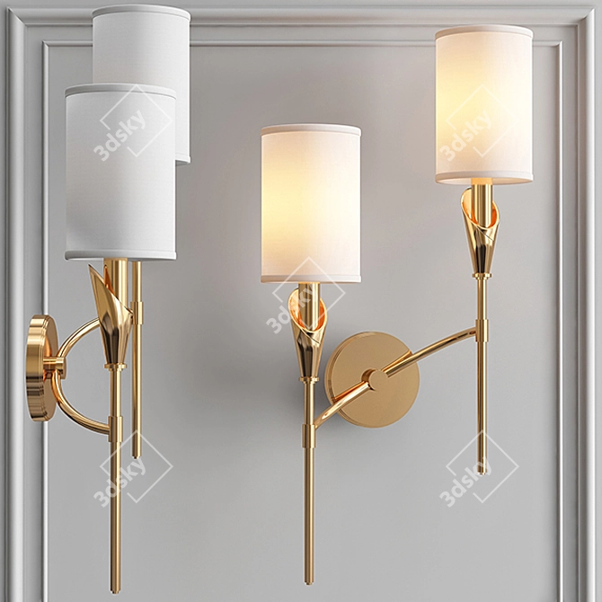 Modern Wall Sconce TATE: Stylish Brass and White Design 3D model image 1