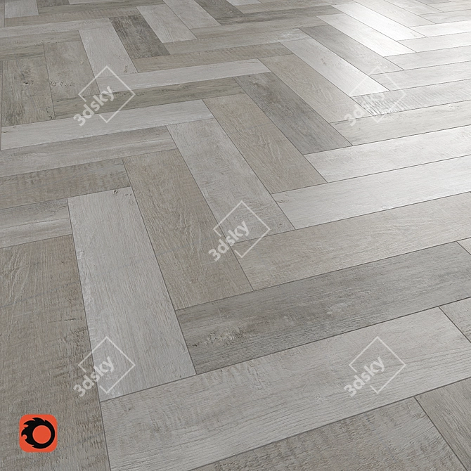 Rona Grey Wood Floor Tile: Elegant & Durable 3D model image 1