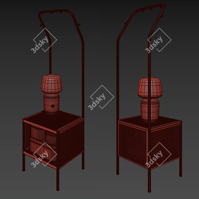 Stylish Red Clothes Rack 3D model image 3