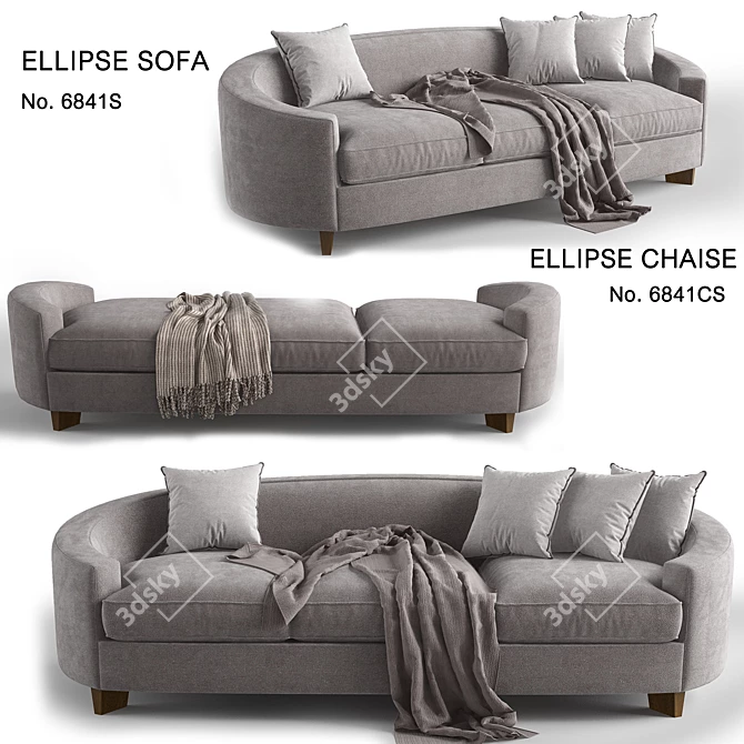 Baker Ellipse Chaise: Elegant and Comfortable 3D model image 1