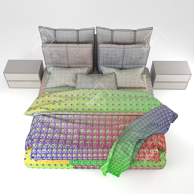 Luxurious Unwrapped Fabric Geometric Lb Bed 3D model image 3
