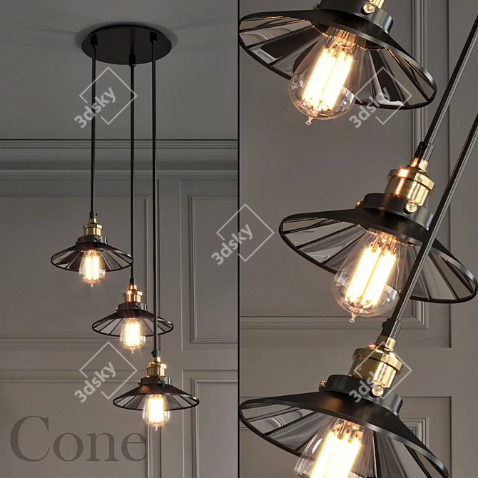 Modern Loft Cone Pendant Light 3D model image 1