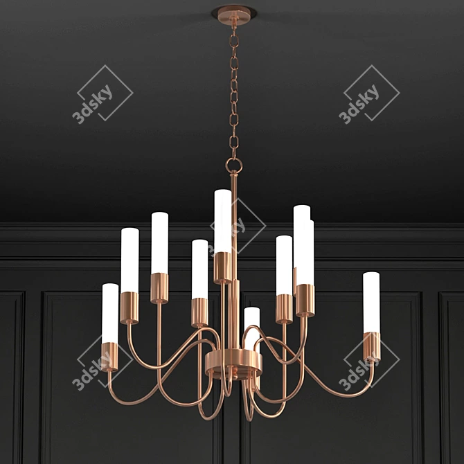 Industrial Loft Tube Chandelier 3D model image 1