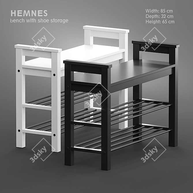 HEMNES Shoe Storage Bench - Stylish and Functional 3D model image 1