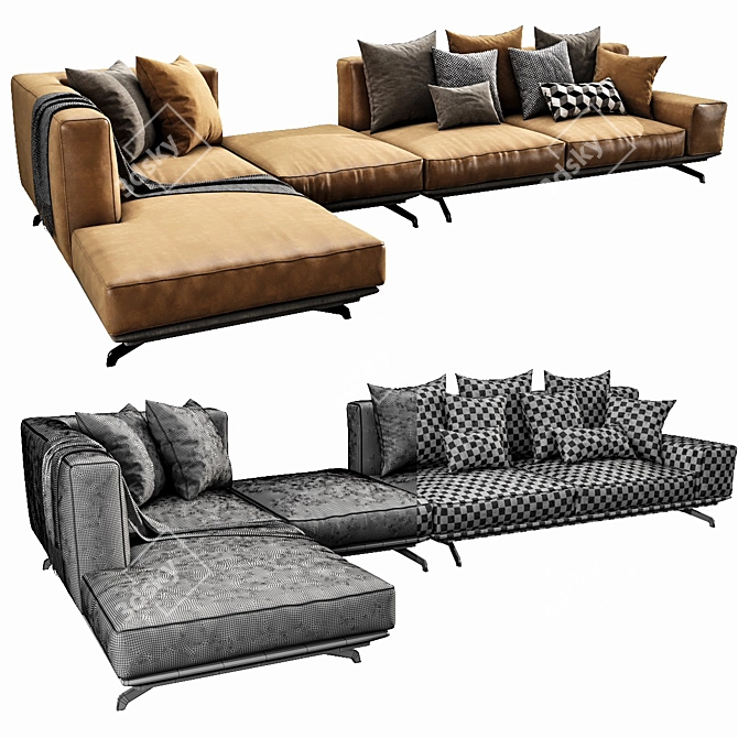 Modern Italian Dalton Sofa 3D model image 3